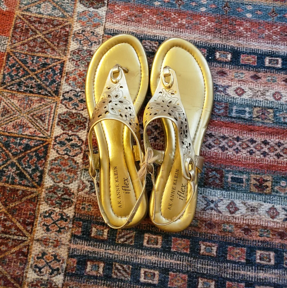 Gold Thong Sandals - Picture 2 of 3